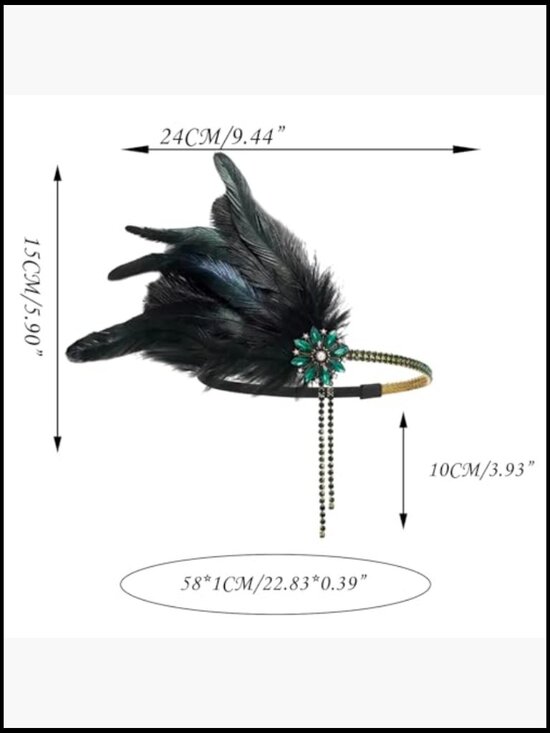 Vintage Style Feather Headband Rhinestone Tassel Great Gatsby Flapper Hair main image 2